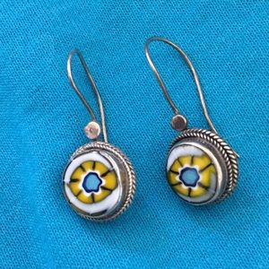 Antique enameled drop earrings